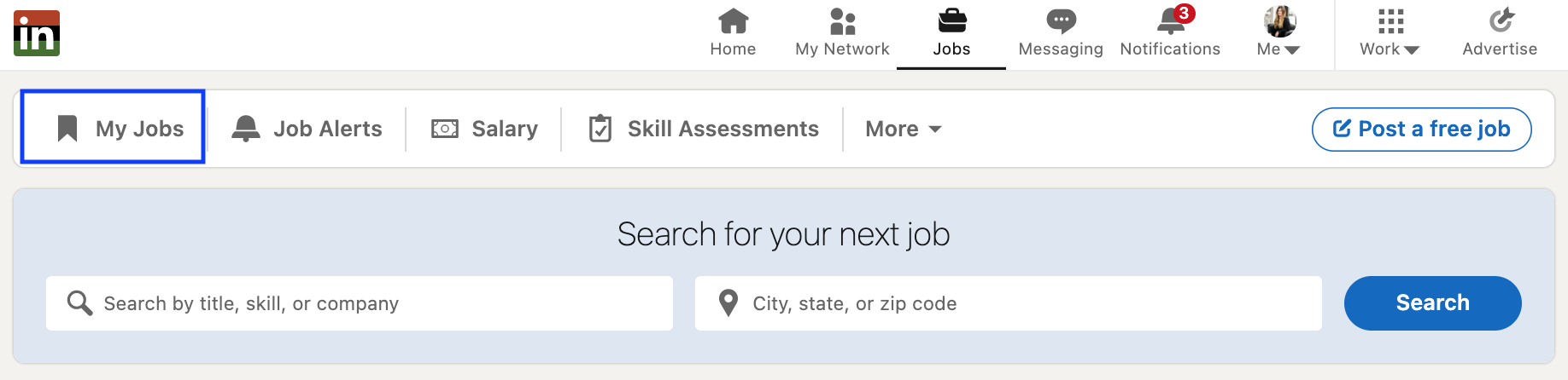 linkedin saved jobs section 